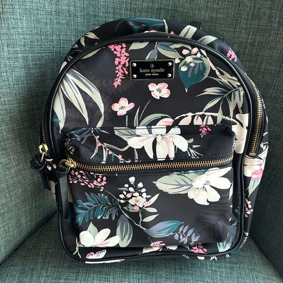 Kate Spade Wilson Road Botanical Small Bradley mini backpack floral black EUC! - Picture 3 of 12